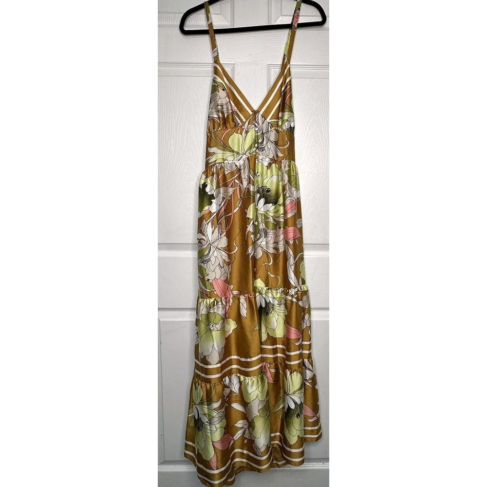 Ryegrass Womens 1X Burnt Yellow Floral Maxi Dress Fairy Hawaiian NWT Tropical